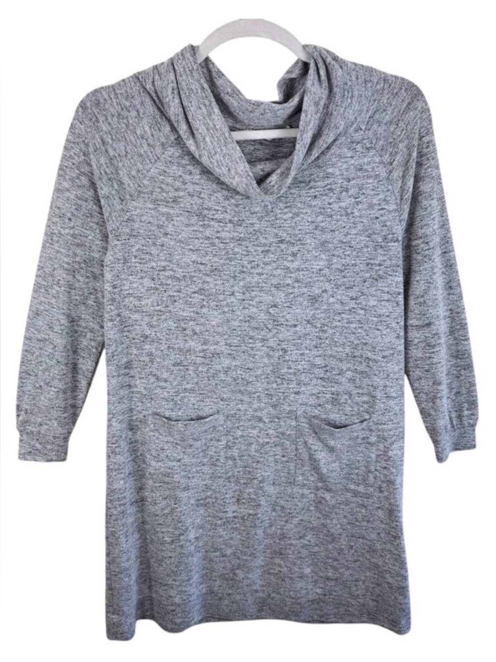 Soft Surroundings Brianne Gray Knit Cowl Neck Above Knee Pullover Dress Size L